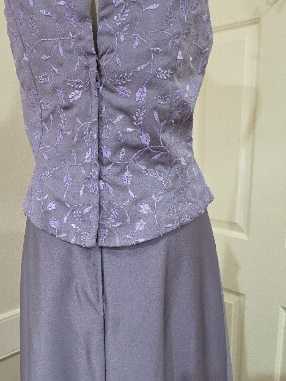 Mori Lee Two Piece Evening Gown-Lavender Satin Size 15/16 Fits Modern Size 10/12 - Picture 10 of 15